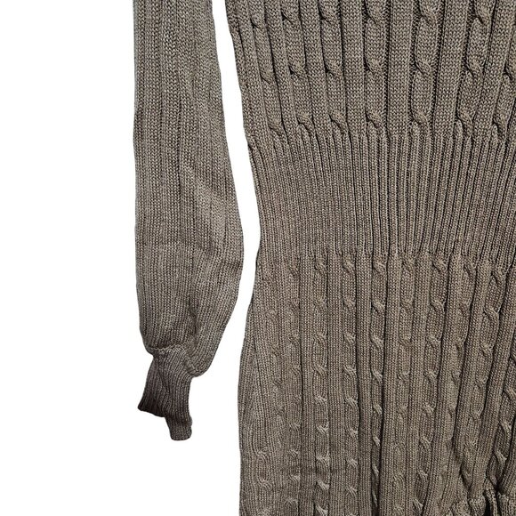 Taylor Brown Cable Knit Sweater Dress Size Medium Ruffled Hem Y2K Holiday Party - Picture 3 of 5